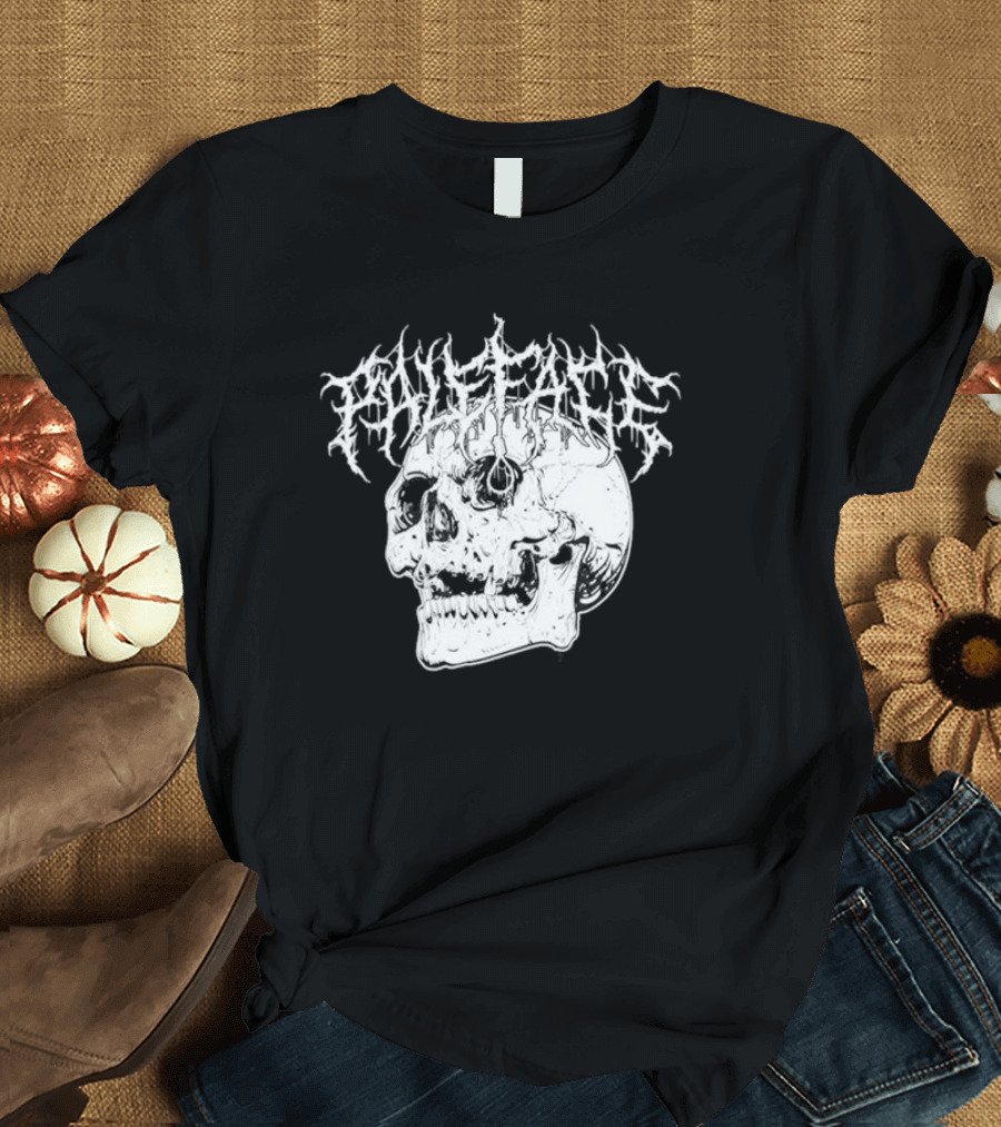 Paleface Skull Art with Gothic Script T-Shirt