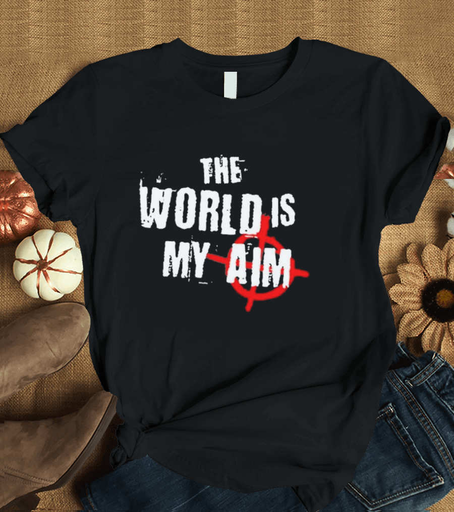 The World Is My Aim Vintage Black and White with Red Target Circle T-Shirt