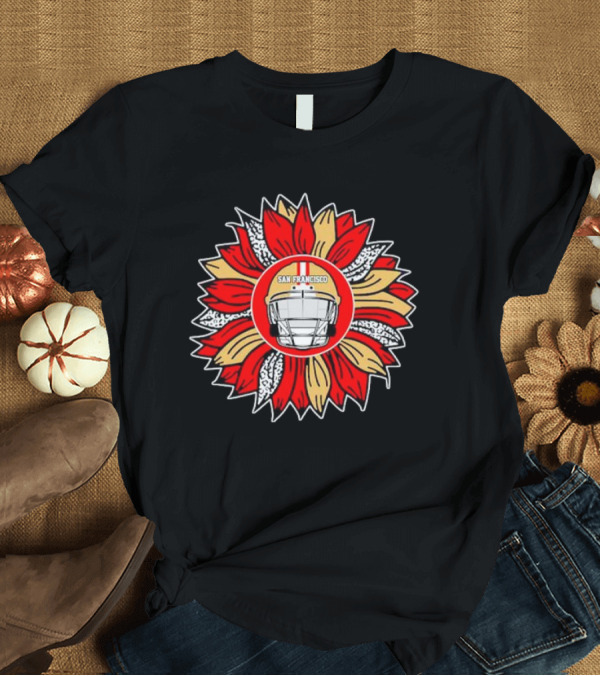T-Shirt: San Francisco 49ers Football Helmet Sunflower T-Shirt San Francisco 49ers Football Helmet Sunflower T-Shirt