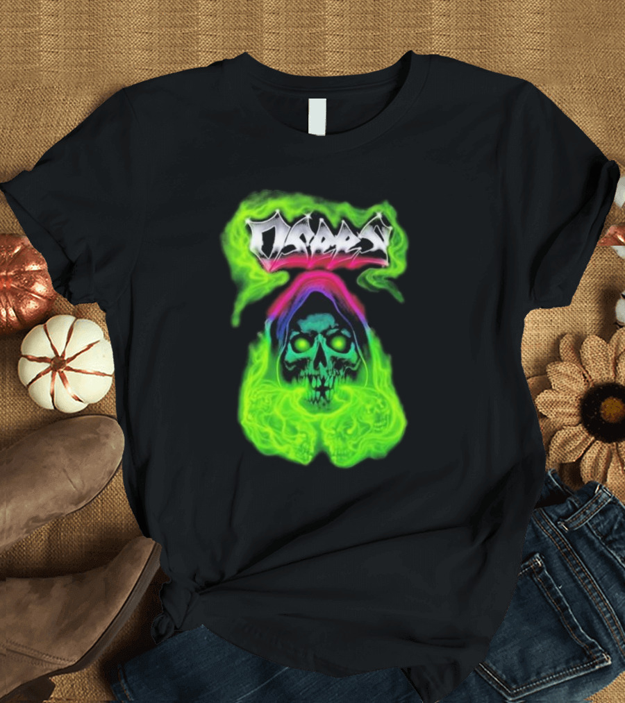 Osees Ghost Green Neon Skull Hoodie Collaboration T-Shirt