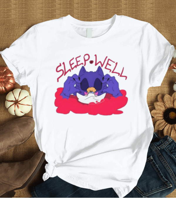 T-Shirt: Sleep Well Monster Cartoon Creature Holding Tiny Figure T-Shirt Sleep Well Monster Cartoon Creature Holding Tiny Figure T-Shirt