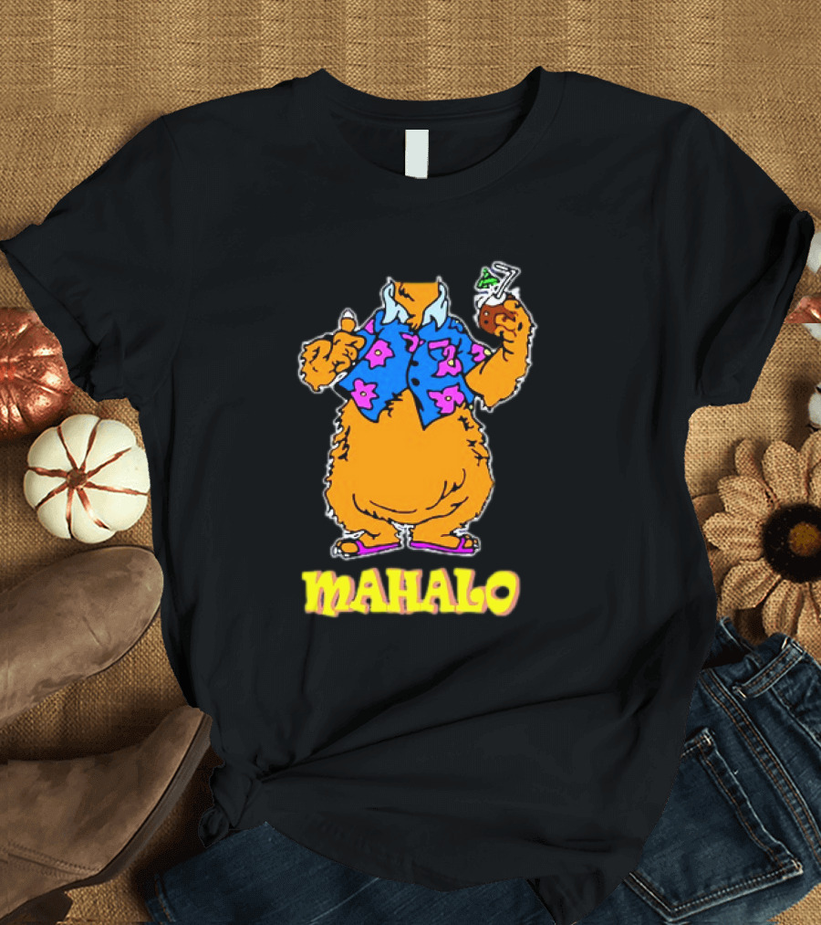Tammy Mahalo Tropical Bear in Hawaiian Shirt with Drink T-Shirt