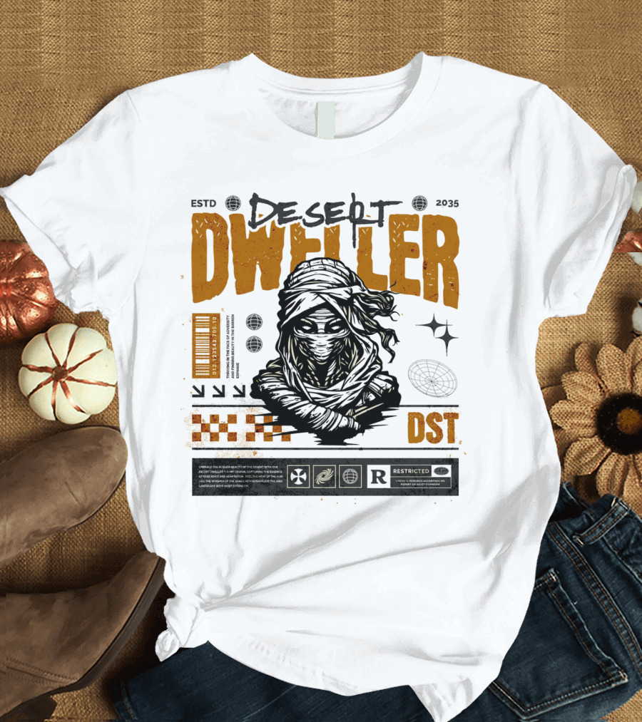 Desert Dweller Mask of Mummy DST ESTD 35 T-Shirt