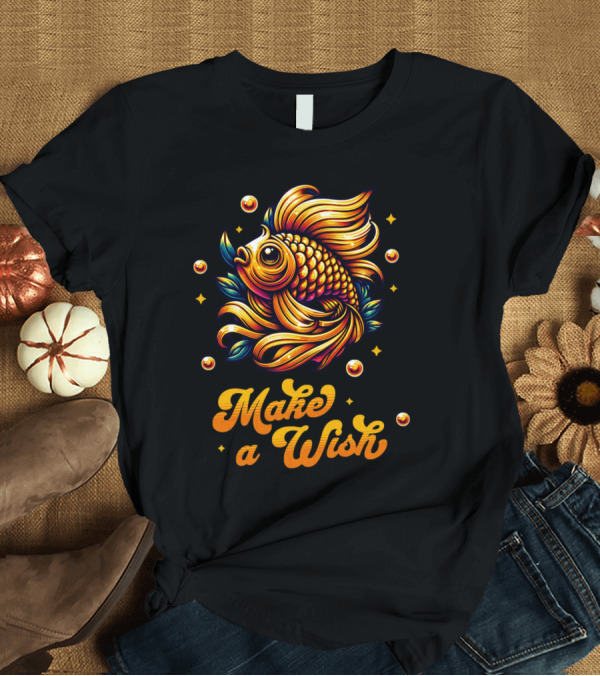 T-Shirt: Golden Make a Wish Fish T-Shirt Golden Make a Wish Fish T-Shirt