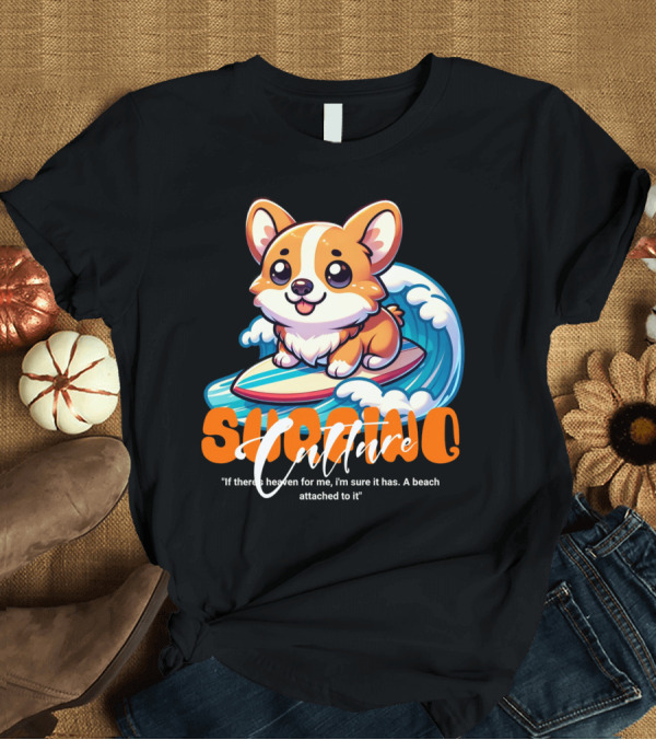 T-Shirt: Surfing Culture Corgi on Surfboard with Wave T-Shirt Surfing Culture Corgi on Surfboard with Wave T-Shirt