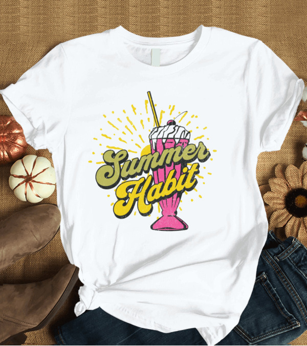 T-Shirt: Summer Habit Vibrant Milkshake Burst T-Shirt Summer Habit Vibrant Milkshake Burst T-Shirt