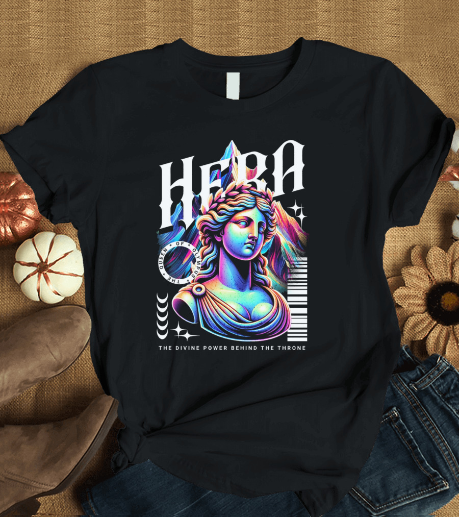 Hera Queen of Olympus Neon Y2K The Divine Power Behind the Throne T-Shirt