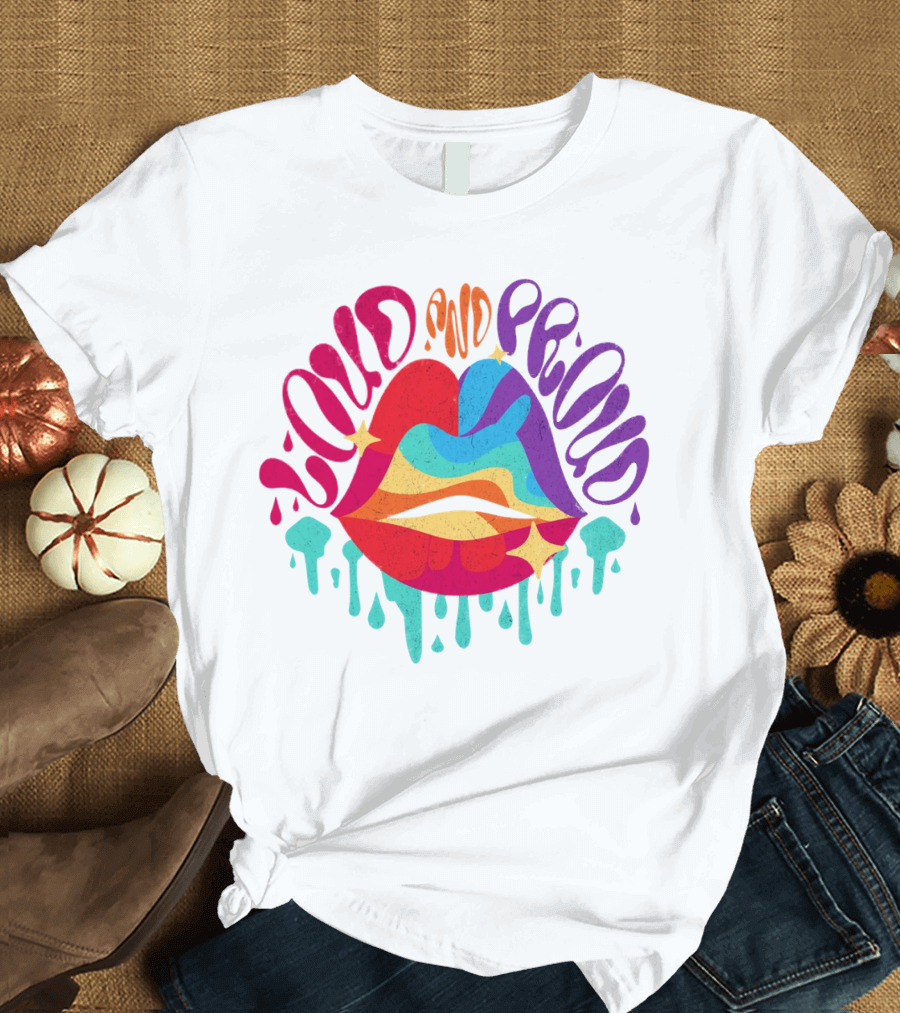 Loud and Proud Rainbow Dripping Lips T-Shirt