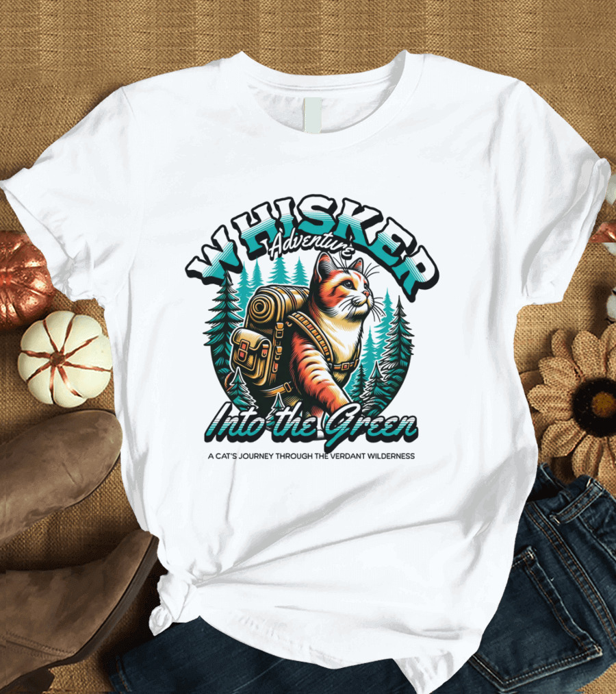 Whisker Adventure Into The Green A Cat's Journey Through The Verdant Wilderness T-Shirt