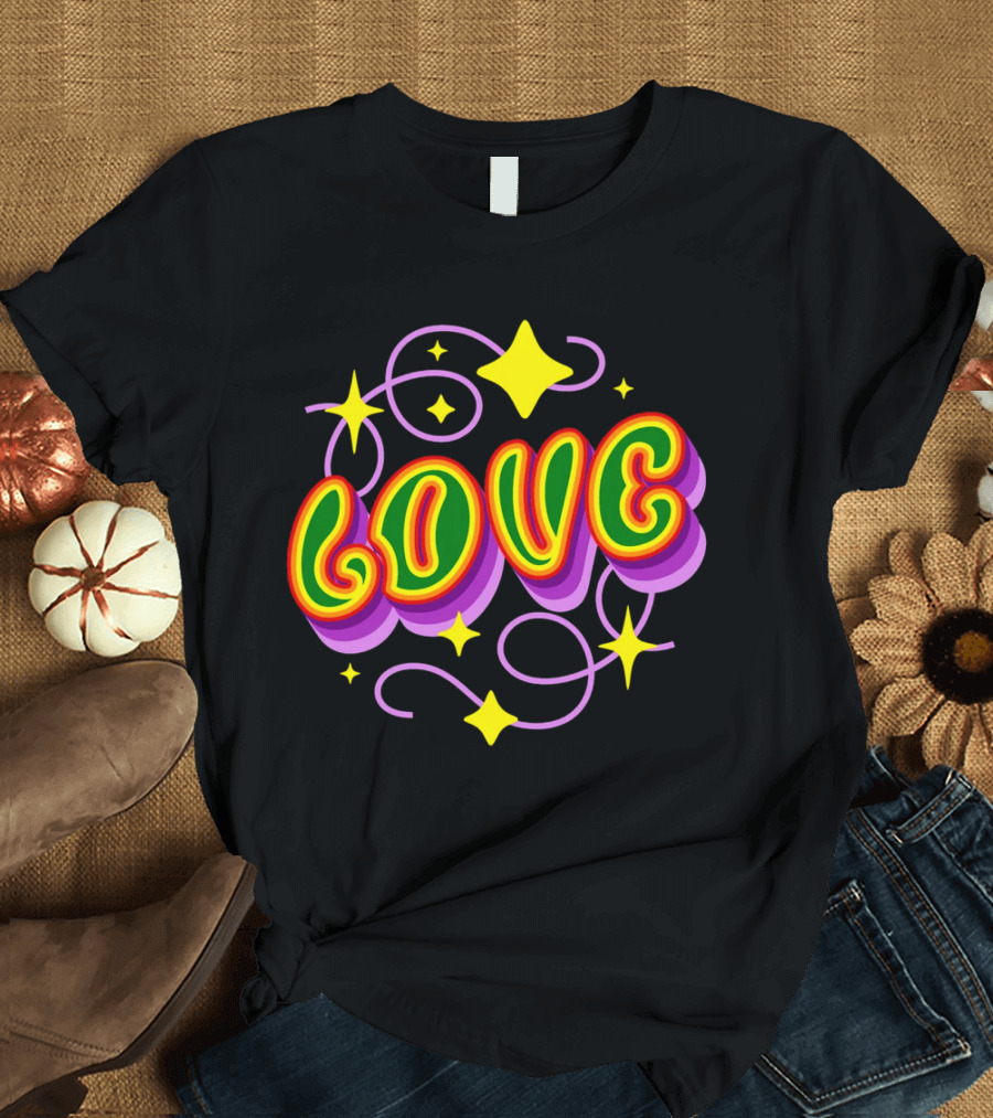 LOVE Stars and Swirls 70's T-Shirt