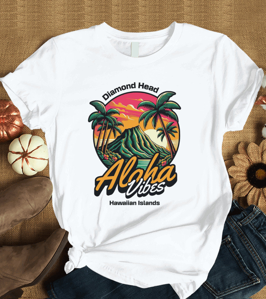 Diamond Head Aloha Vibes Hawaiian Islands T-Shirt