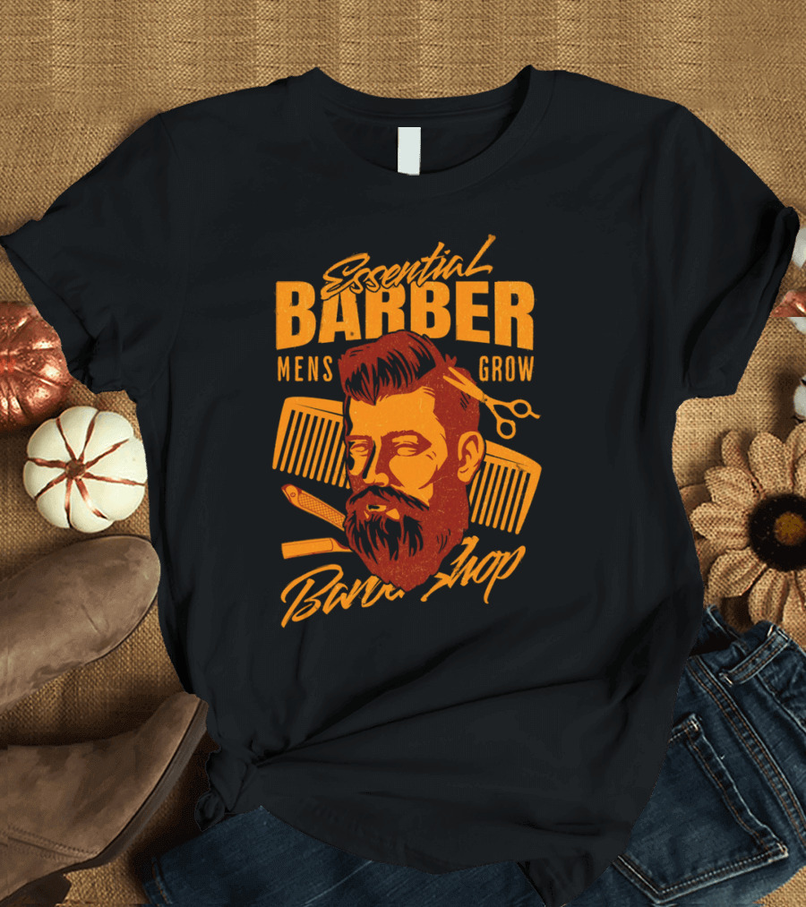 Essential Barber Mens Grow Barber Shop T-Shirt
