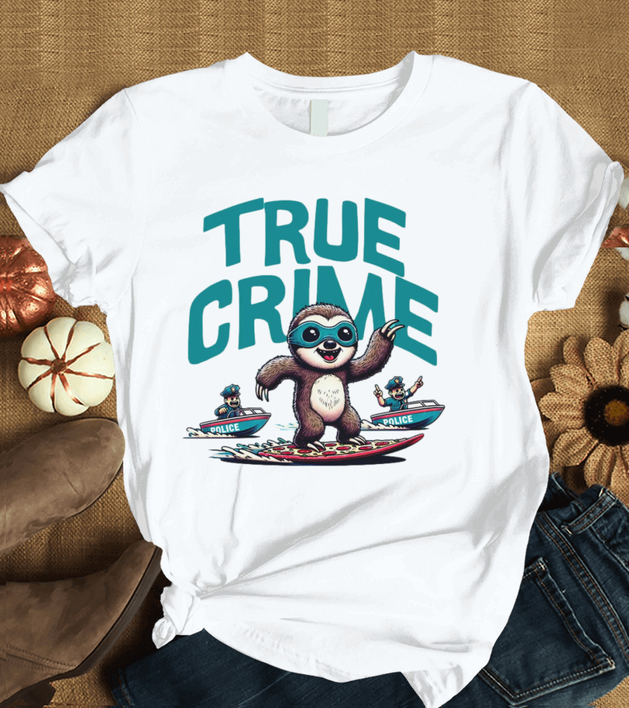 True Crime Sloth Surfing Police Chase T-Shirt