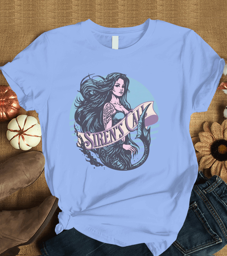 Siren's Call Mermaid Tattoo Ocean Waves T-Shirt