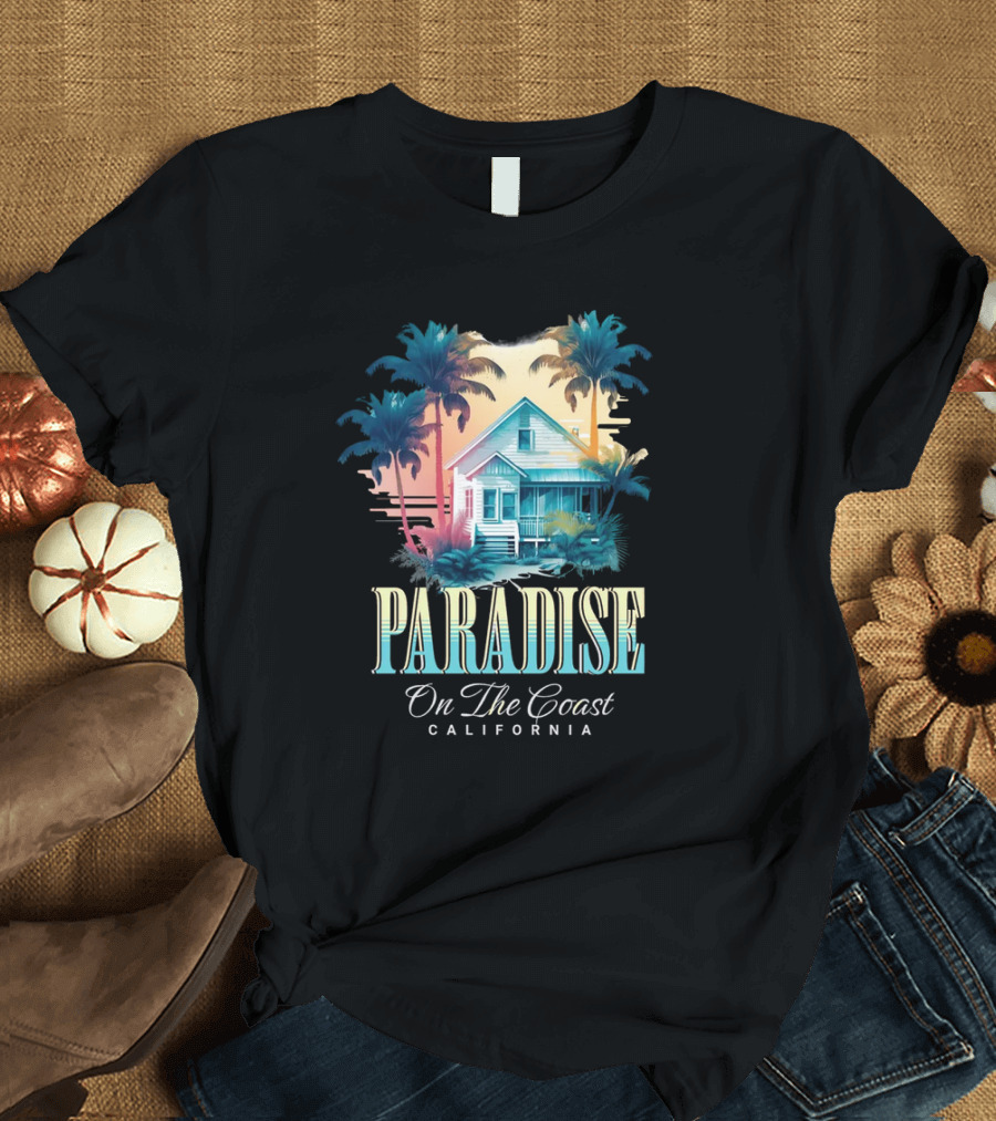 Paradise California Palm Trees Oceanfront Escape T-Shirt