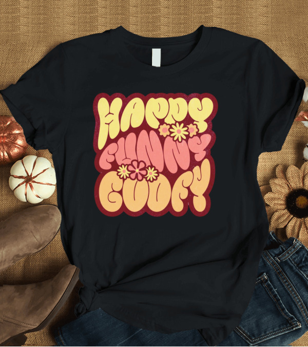 T-Shirt: Happy Funny Goofy Retro Flower Power T-Shirt Happy Funny Goofy Retro Flower Power T-Shirt