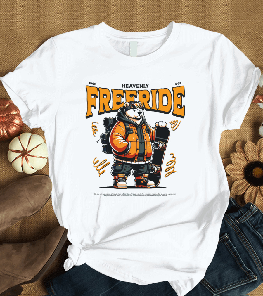 HEAVENLY FREERIDE Polar Bear Snowboard 1968 1995 T-Shirt