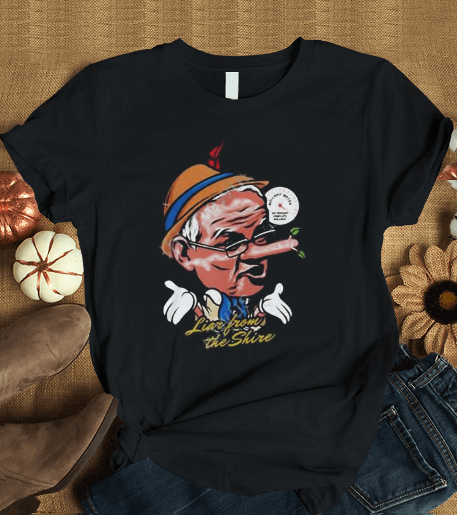 Scott Morrison Liar from the Shire Pinocchio Nose with Puppet Hands T-Shirt