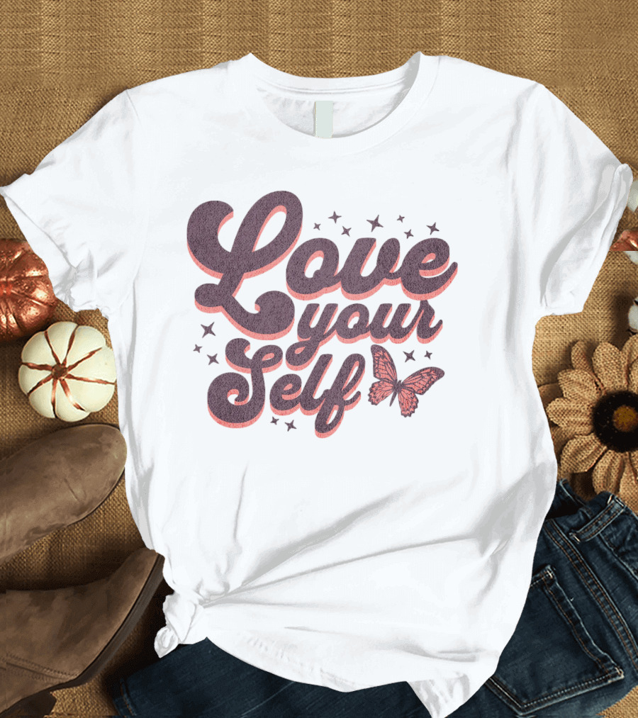 Love Yourself Butterfly with Stars T-Shirt