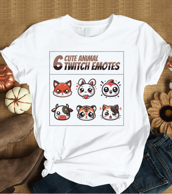 T-Shirt: 6 Cute Animal Twitch Emotes T-Shirt 6 Cute Animal Twitch Emotes T-Shirt