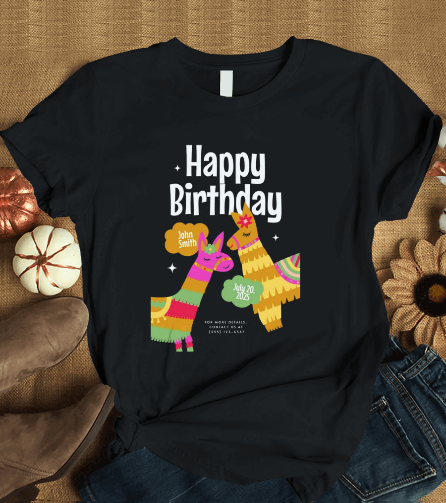 Happy Birthday John Smith Llamas July 20 2025 T-Shirt