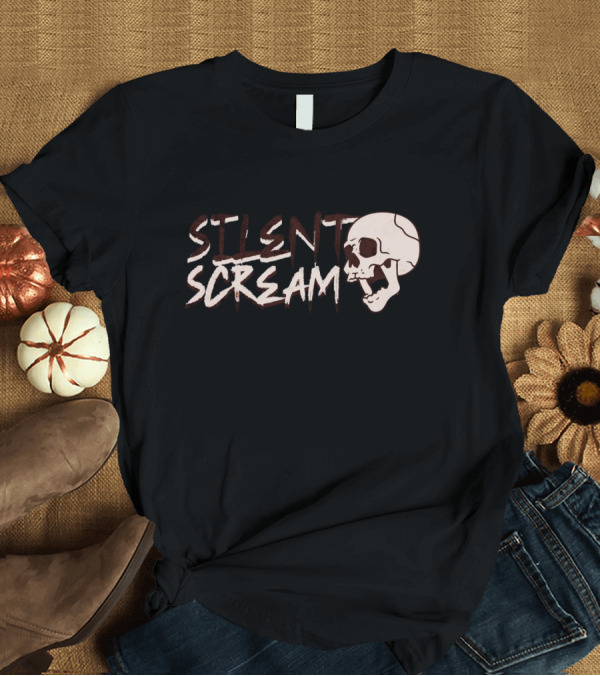 T-Shirt: Silent Scream Skull Art with Screaming Skull Face T-Shirt Silent Scream Skull Art with Screaming Skull Face T-Shirt