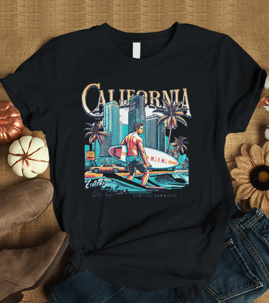 California Surfing Miami Skater Paradise Vintage Vibes T-Shirt