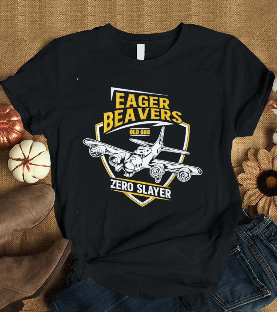 Eager Beavers Old 666 Zero Slayer Bomber Emblem T-Shirt