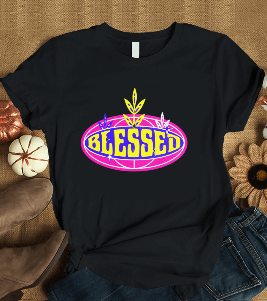 Blessed Colorful Retro Leaf Oval T-Shirt