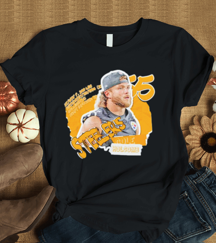 Steelers 55 Cole Holcomb Football Weight Height Hard Hitter T-Shirt