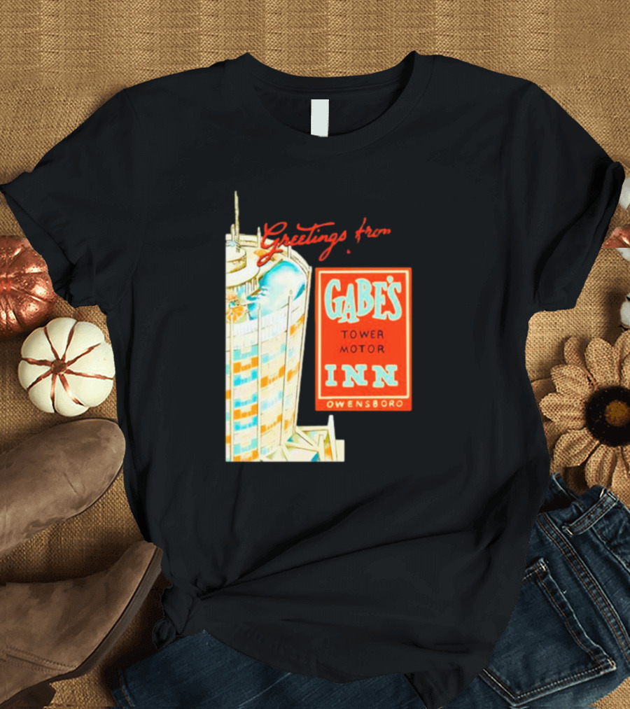 Greetings from Gabe's Tower Motor Inn Owensboro Retro Travel Souvenir T-Shirt