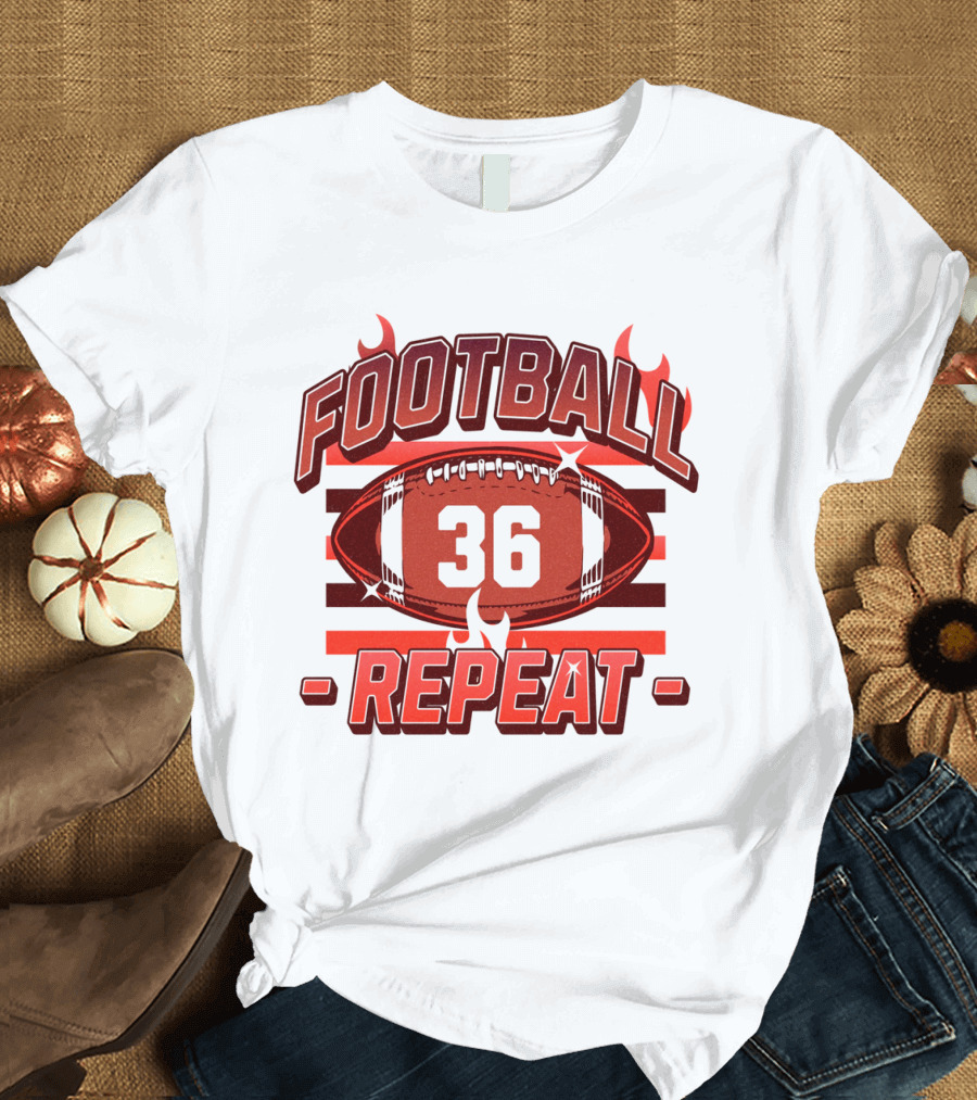 Football Repeat 36 Burn Flames T-Shirt