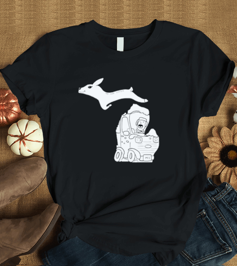 Michigan Highway Deer Leap M1 T-Shirt