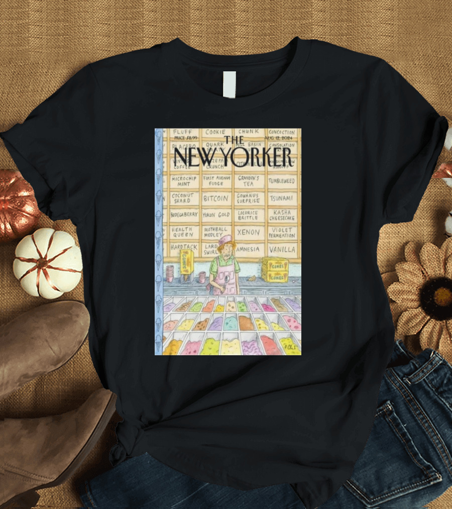 The New Yorker August 12 2024 Roz Chast Flavor of the Week Bitcoin Chunk T-Shirt