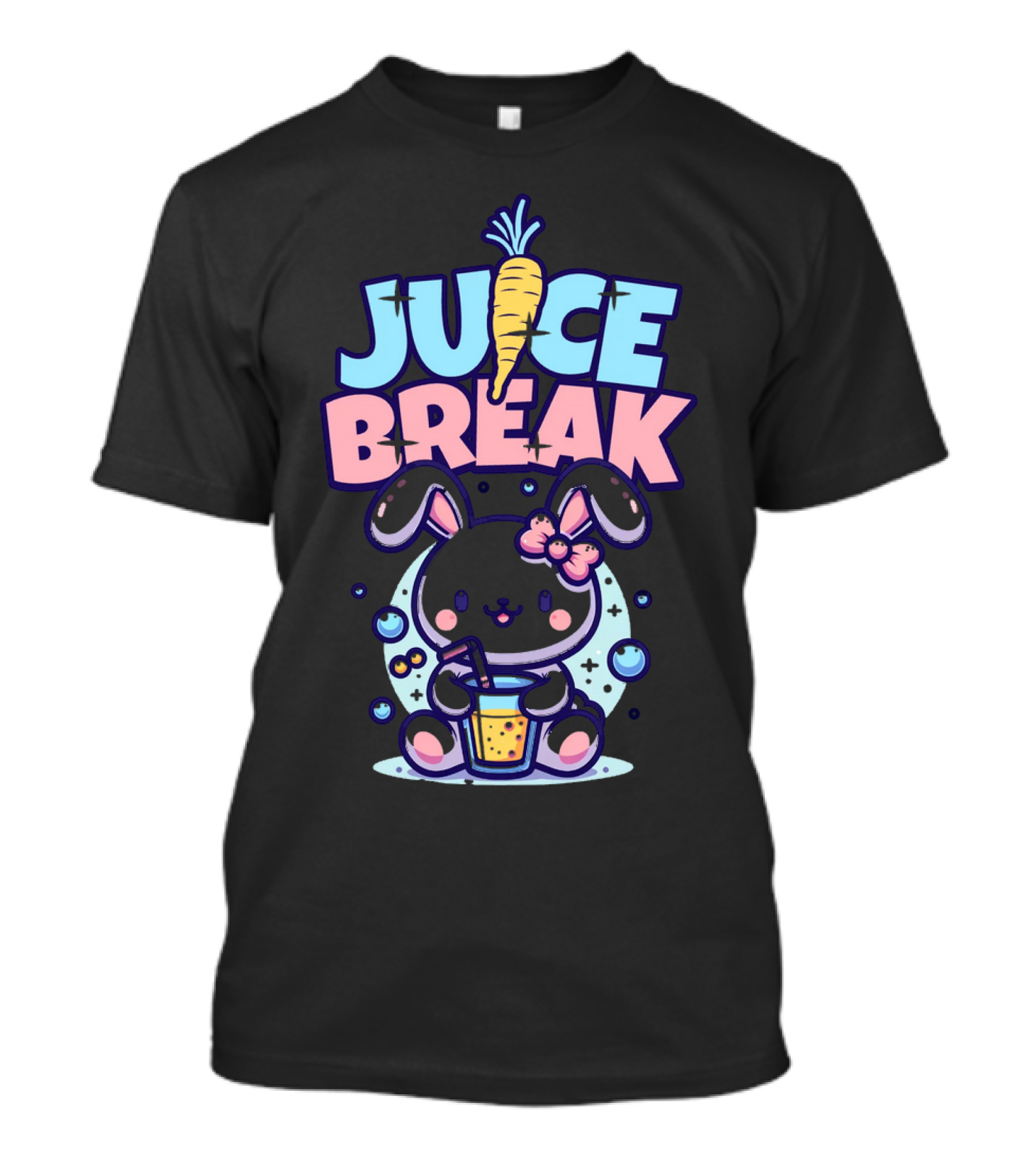 Juice Break Cute Bunny With Carrot And Drink T-Shirt