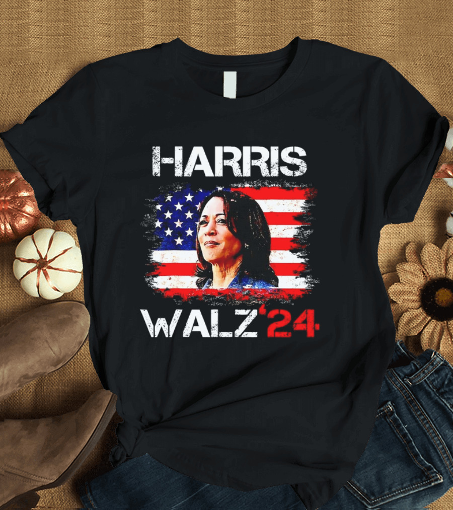 Harris Walz '24 American Flag Kamala Harris Red White and Blue T-Shirt