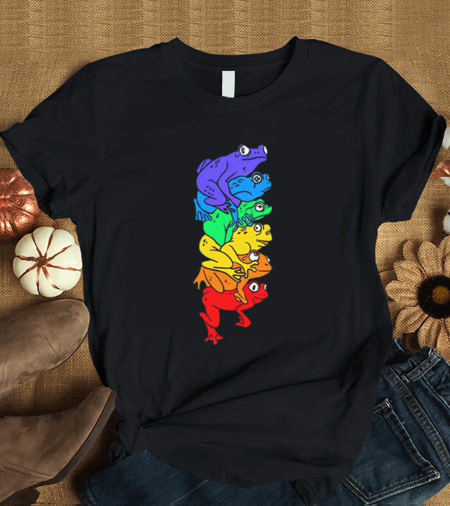 Rainbow Gay Frog Stack T-Shirt