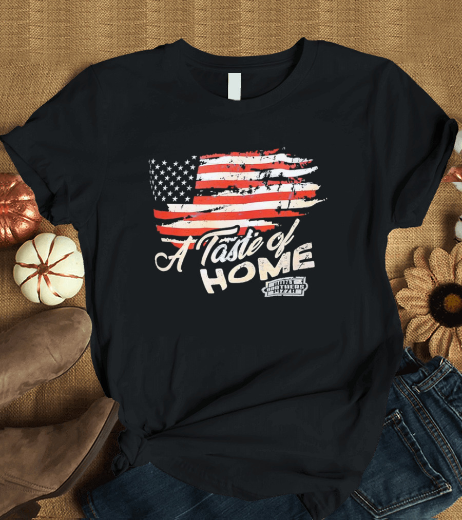 USA Flag A Taste of Home Johnny Carino's Pizza T-Shirt