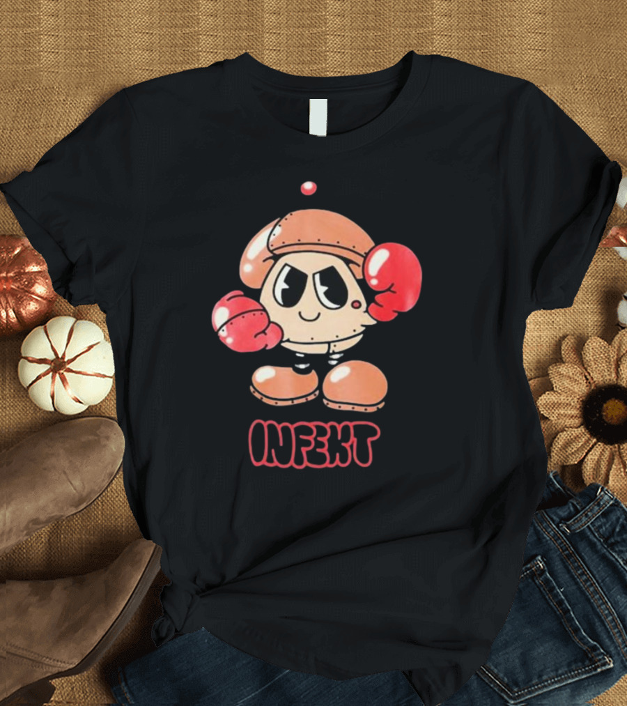 INFEKT Shrobo Cartoon Character with Boxing Gloves T-Shirt