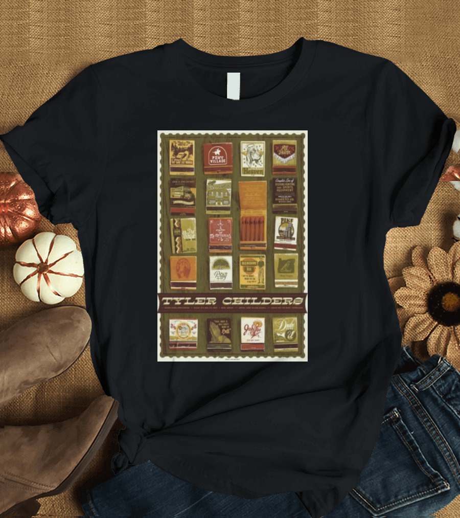 Tyler Childers Pony Village Tour August 10-11 2024 Hayden Homes Amphitheater Vintage Style Matchbook T-Shirt