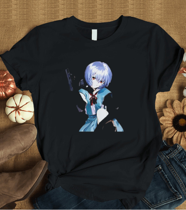 T-Shirt: Zofrec Rei Ayanami with Gun Anime Character T-Shirt Zofrec Rei Ayanami with Gun Anime Character T-Shirt