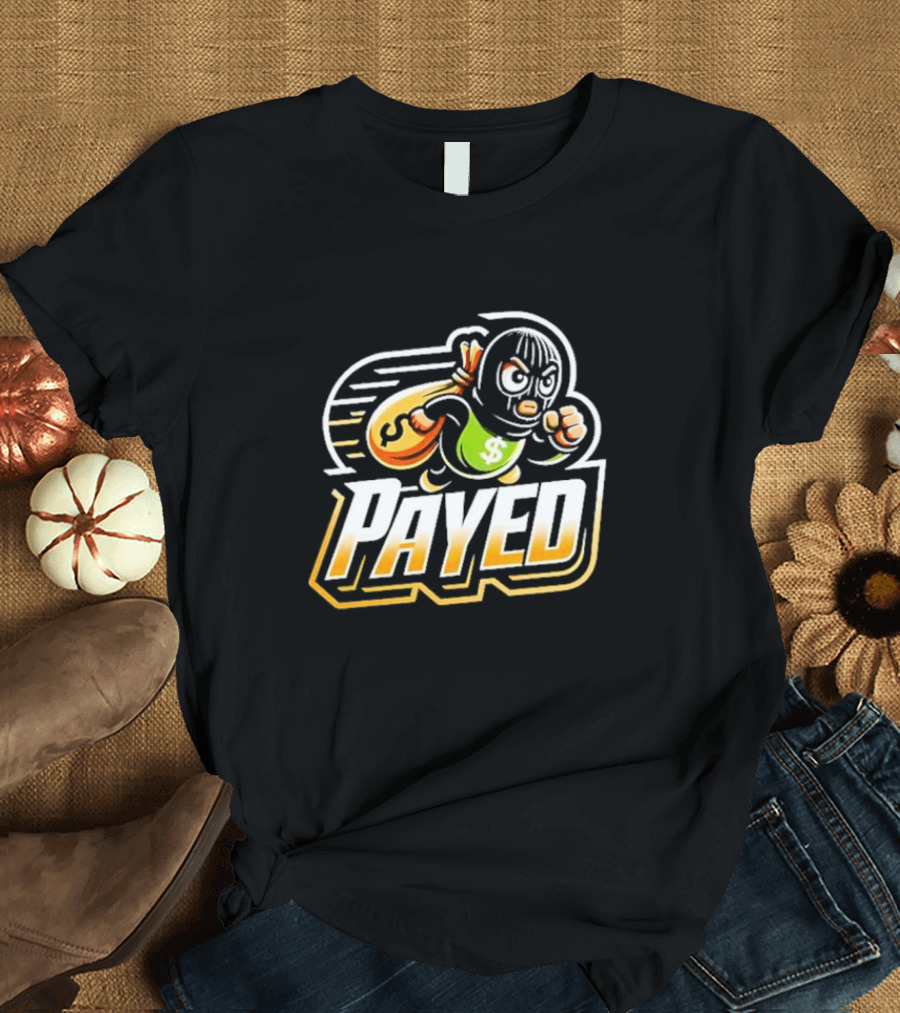 Payed Dollar Bag Cartoon Masked Runner T-Shirt