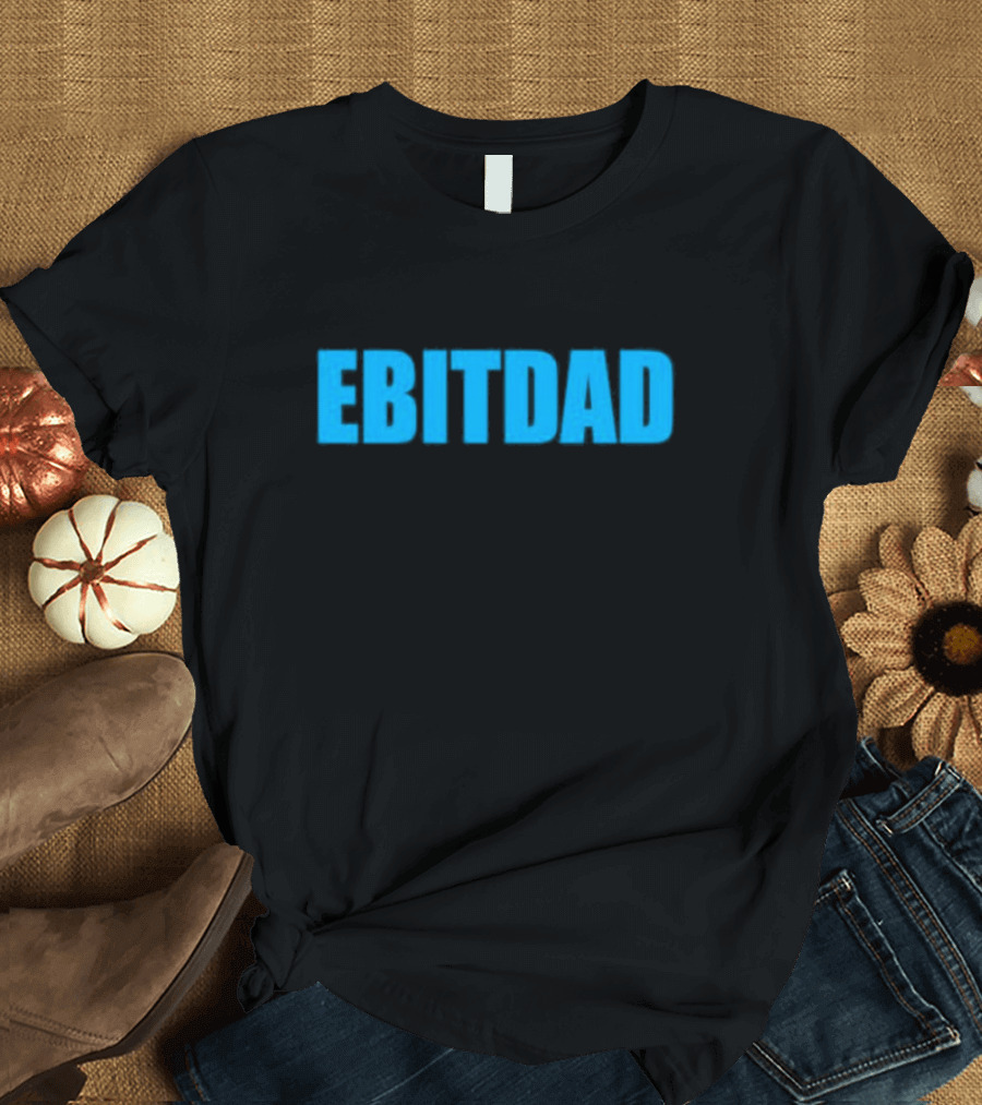 Clint Fiore Ebitdad Black Shirt with Bold Blue Text T-Shirt