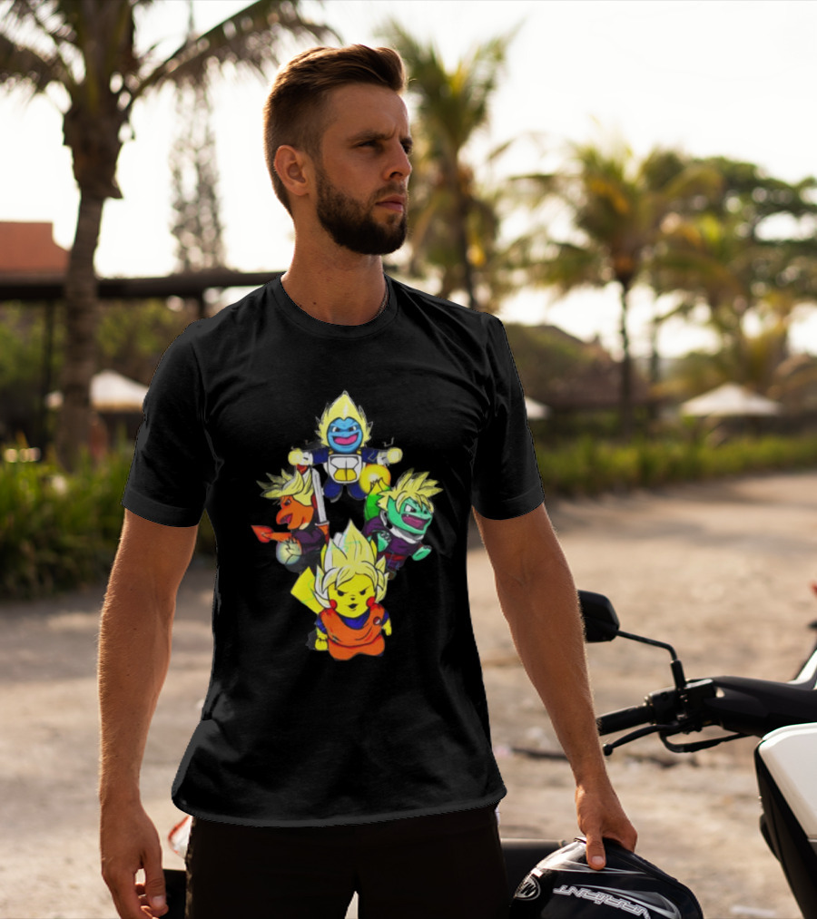 Dragon Ball Super Saiyan Pokemon Crossover Characters T-Shirt