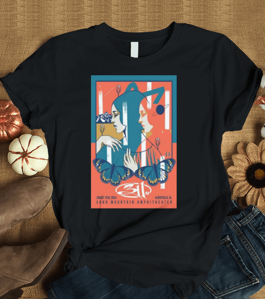 311 Albertville AL Sand Mountain Amphitheater Aug 15 2024 Butterfly T-Shirt
