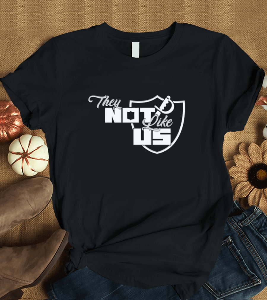 They Not Like Us Shield Logo Las Vegas Raiders T-Shirt