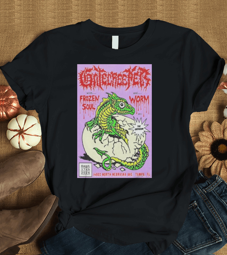 Gatecreeper with Frozen Soul and Worm at The Orpheum Tampa Sep 17th 2024 14602 North Nebraska Ave T-Shirt