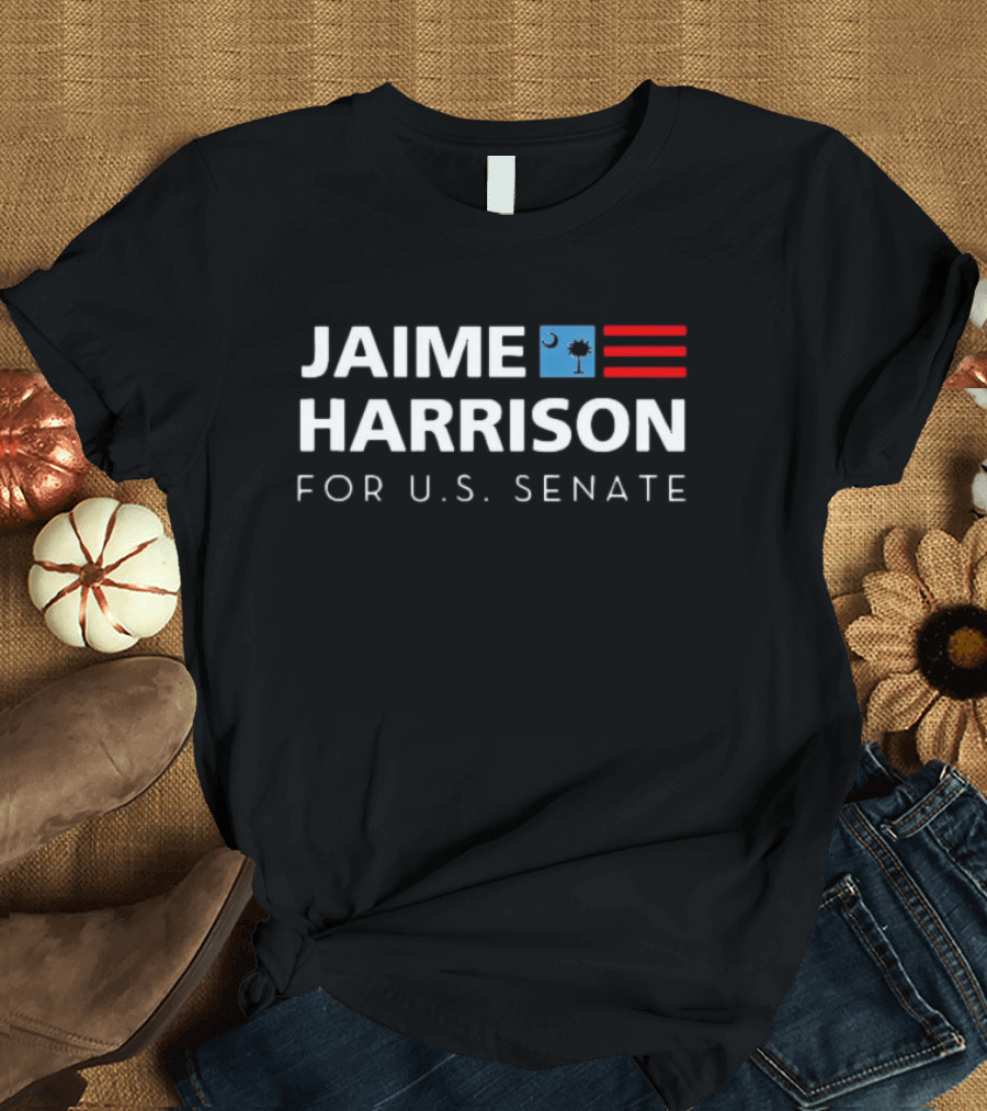 Jaime Harrison For U.S. Senate South Carolina Palmetto and Crescent Flag T-Shirt