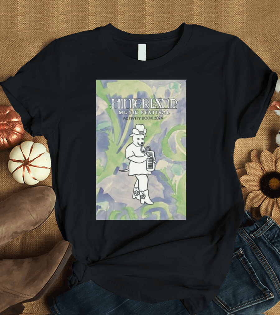 Hinterland Music Festival Activity Book 2024 Bear Playing Accordion T-Shirt