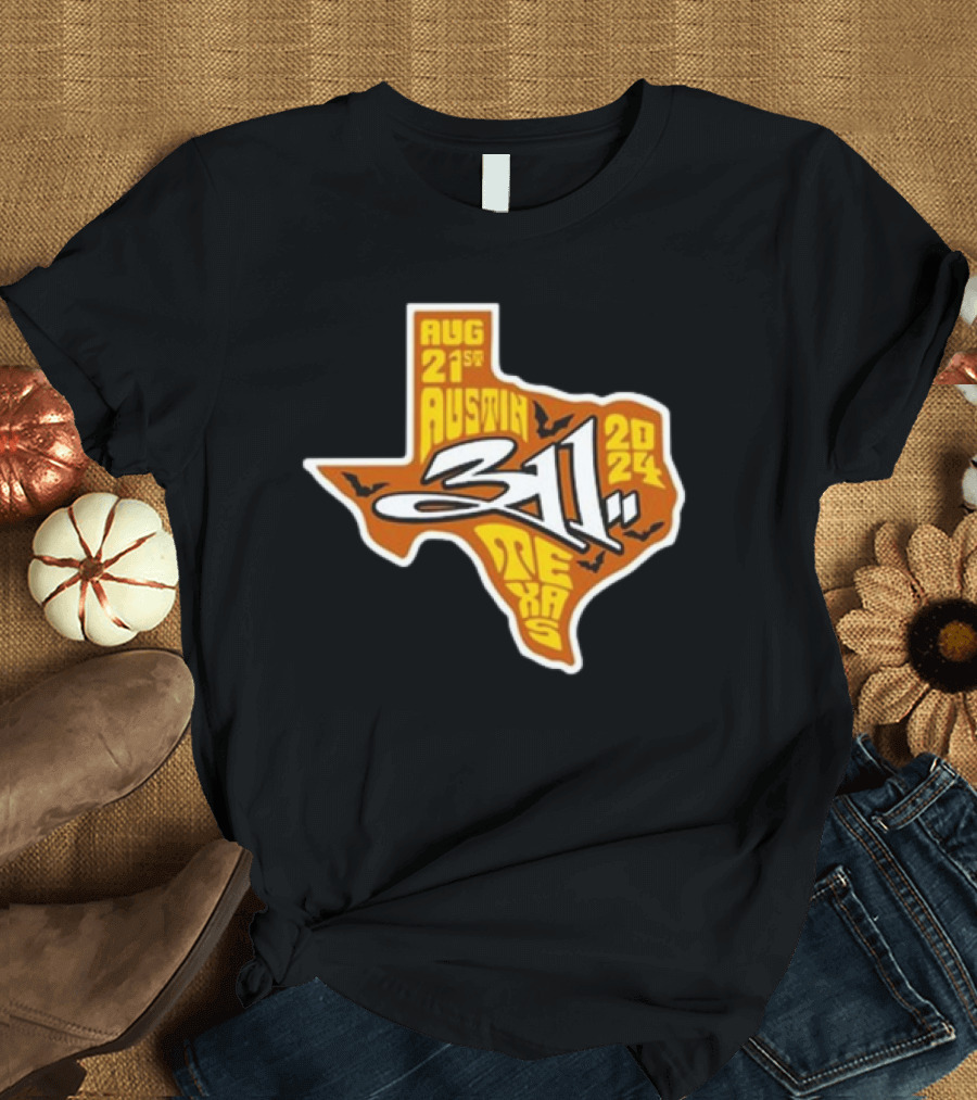 August 21 2024 Austin Texas 311 Band Concert Map T-Shirt
